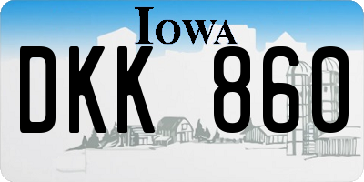 IA license plate DKK860