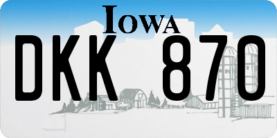 IA license plate DKK870