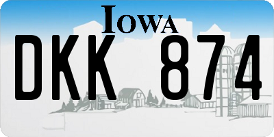 IA license plate DKK874