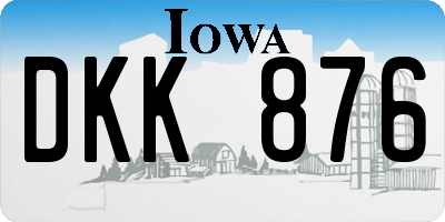 IA license plate DKK876