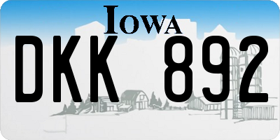 IA license plate DKK892
