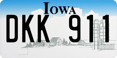 IA license plate DKK911