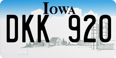 IA license plate DKK920
