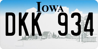 IA license plate DKK934