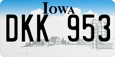 IA license plate DKK953