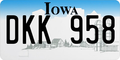IA license plate DKK958