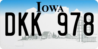 IA license plate DKK978