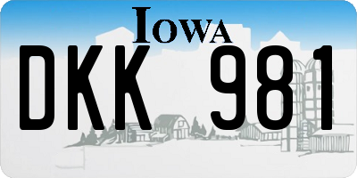 IA license plate DKK981