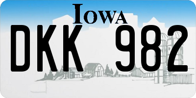 IA license plate DKK982
