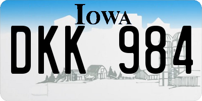 IA license plate DKK984