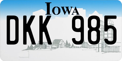 IA license plate DKK985