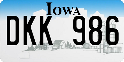IA license plate DKK986