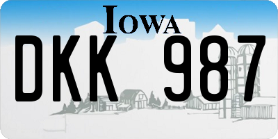 IA license plate DKK987