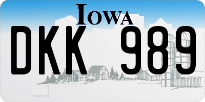IA license plate DKK989