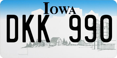 IA license plate DKK990