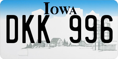 IA license plate DKK996
