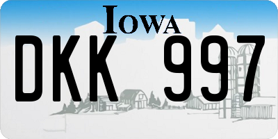 IA license plate DKK997