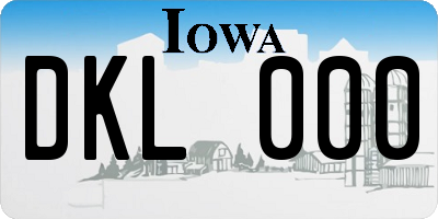 IA license plate DKL000