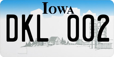 IA license plate DKL002