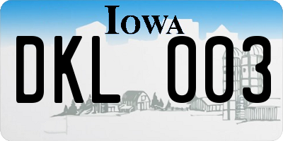 IA license plate DKL003