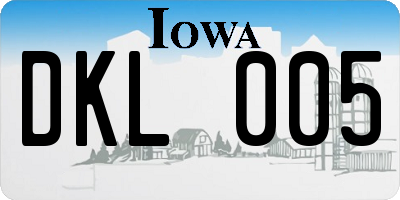 IA license plate DKL005