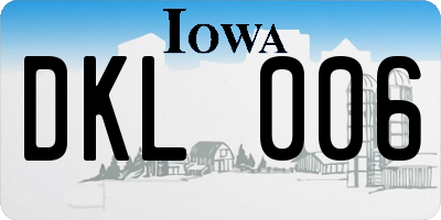 IA license plate DKL006