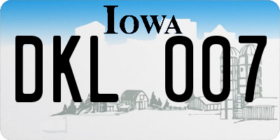 IA license plate DKL007