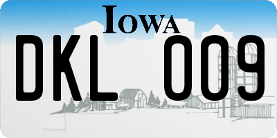 IA license plate DKL009