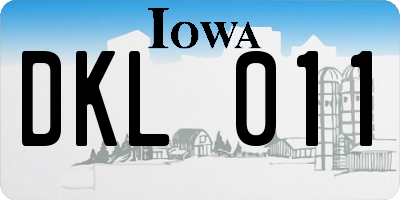IA license plate DKL011