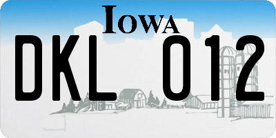 IA license plate DKL012