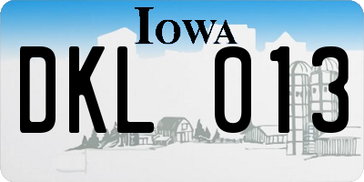 IA license plate DKL013