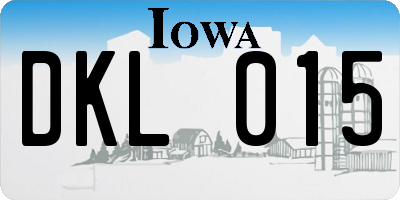 IA license plate DKL015