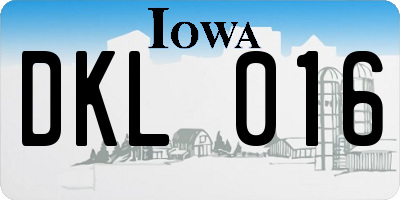 IA license plate DKL016