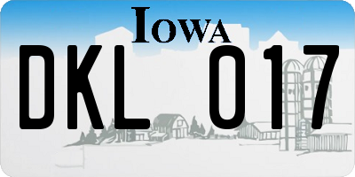 IA license plate DKL017