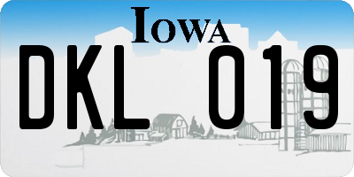 IA license plate DKL019