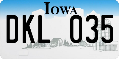 IA license plate DKL035