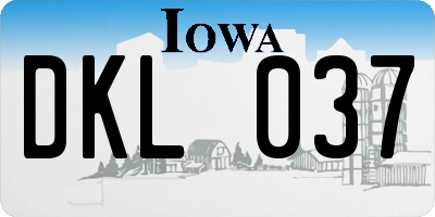 IA license plate DKL037