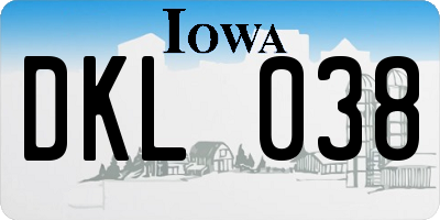 IA license plate DKL038