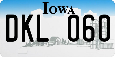 IA license plate DKL060