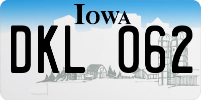 IA license plate DKL062