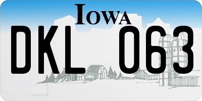 IA license plate DKL063