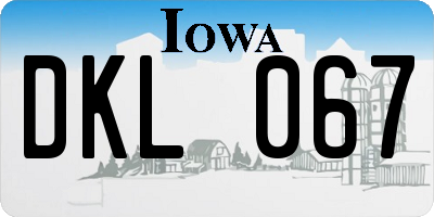 IA license plate DKL067
