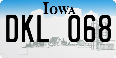 IA license plate DKL068