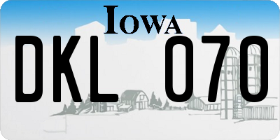 IA license plate DKL070