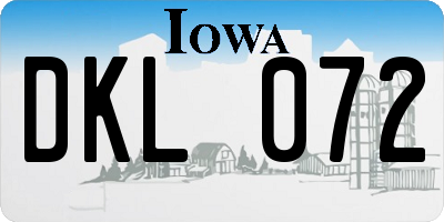 IA license plate DKL072