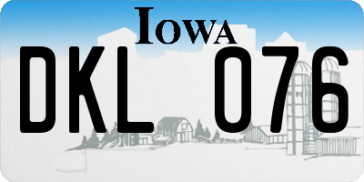 IA license plate DKL076