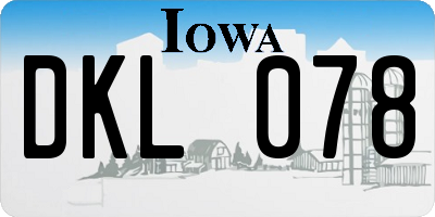 IA license plate DKL078