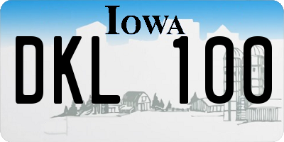 IA license plate DKL100