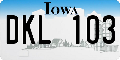 IA license plate DKL103