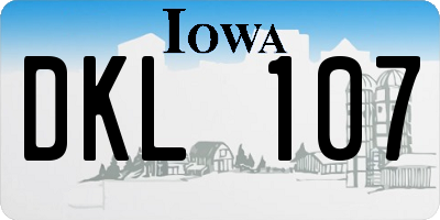IA license plate DKL107